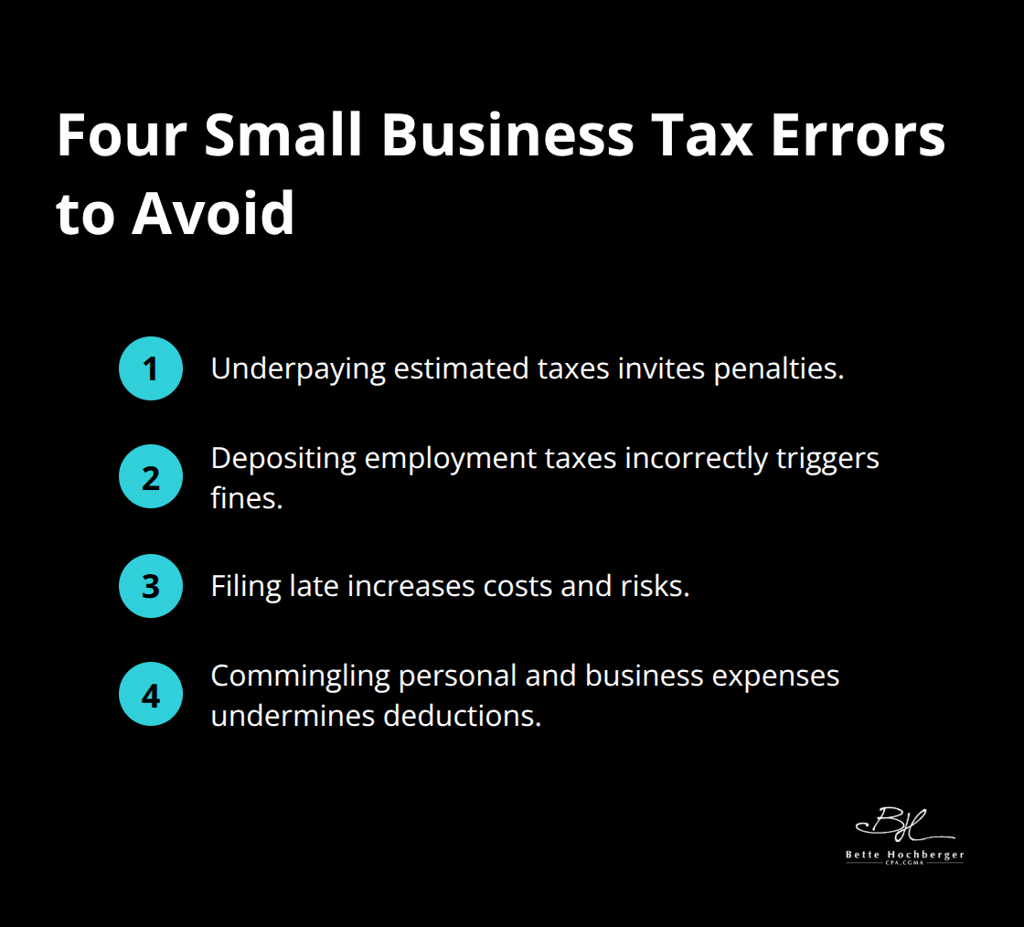 List of four IRS-identified small business tax errors to avoid