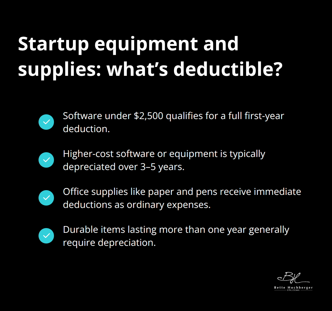 Key rules for deducting startup equipment, software, and supplies in the U.S. - startup expenses