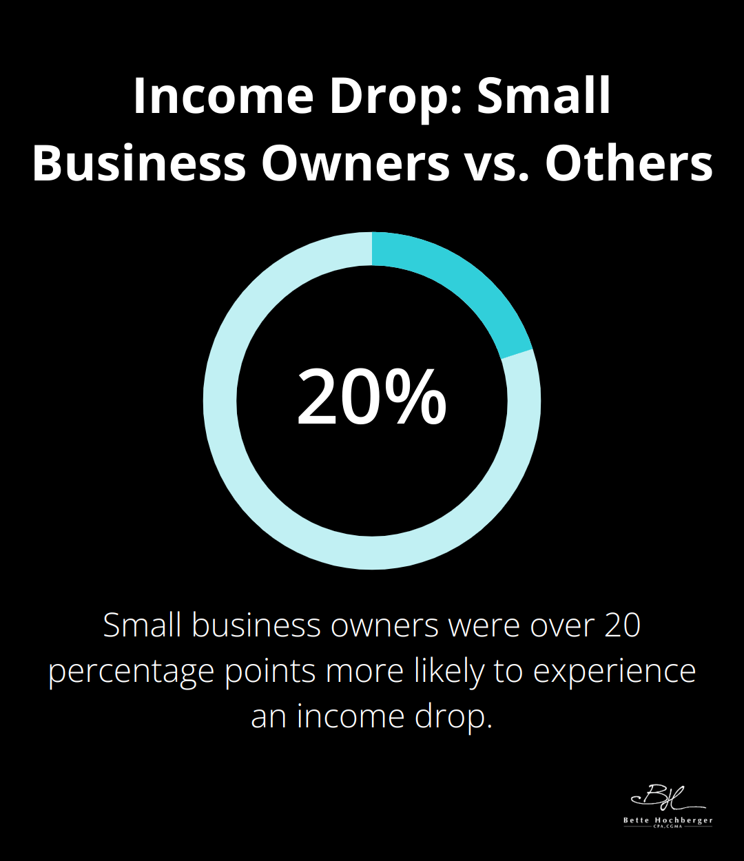 Chart showing small business owners were over 20 percentage points more likely to experience an income drop compared to other groups - tax deductions for legal fees