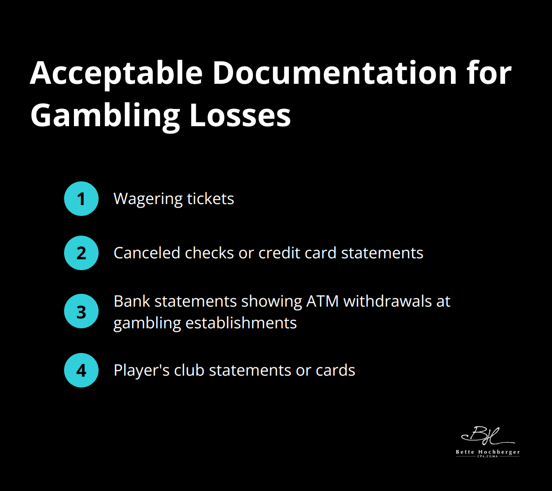 List of IRS-accepted documents for proving gambling losses - tax deductions gambling losses